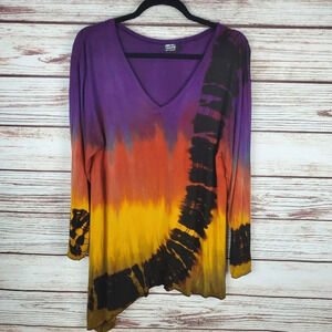 Art of Cloth Womens Size Large Tie Dye Long Sleeve Stretch Top